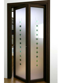 Складные двери гармошка с матовым стеклом Гуково